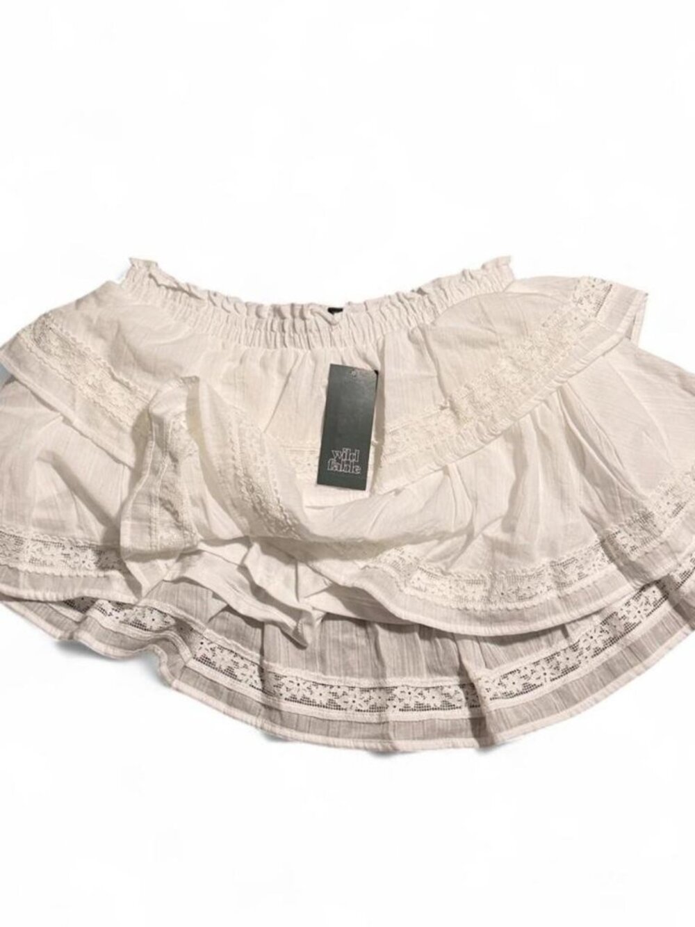 Wild Fable White Mini Skirt with Lace Trim S